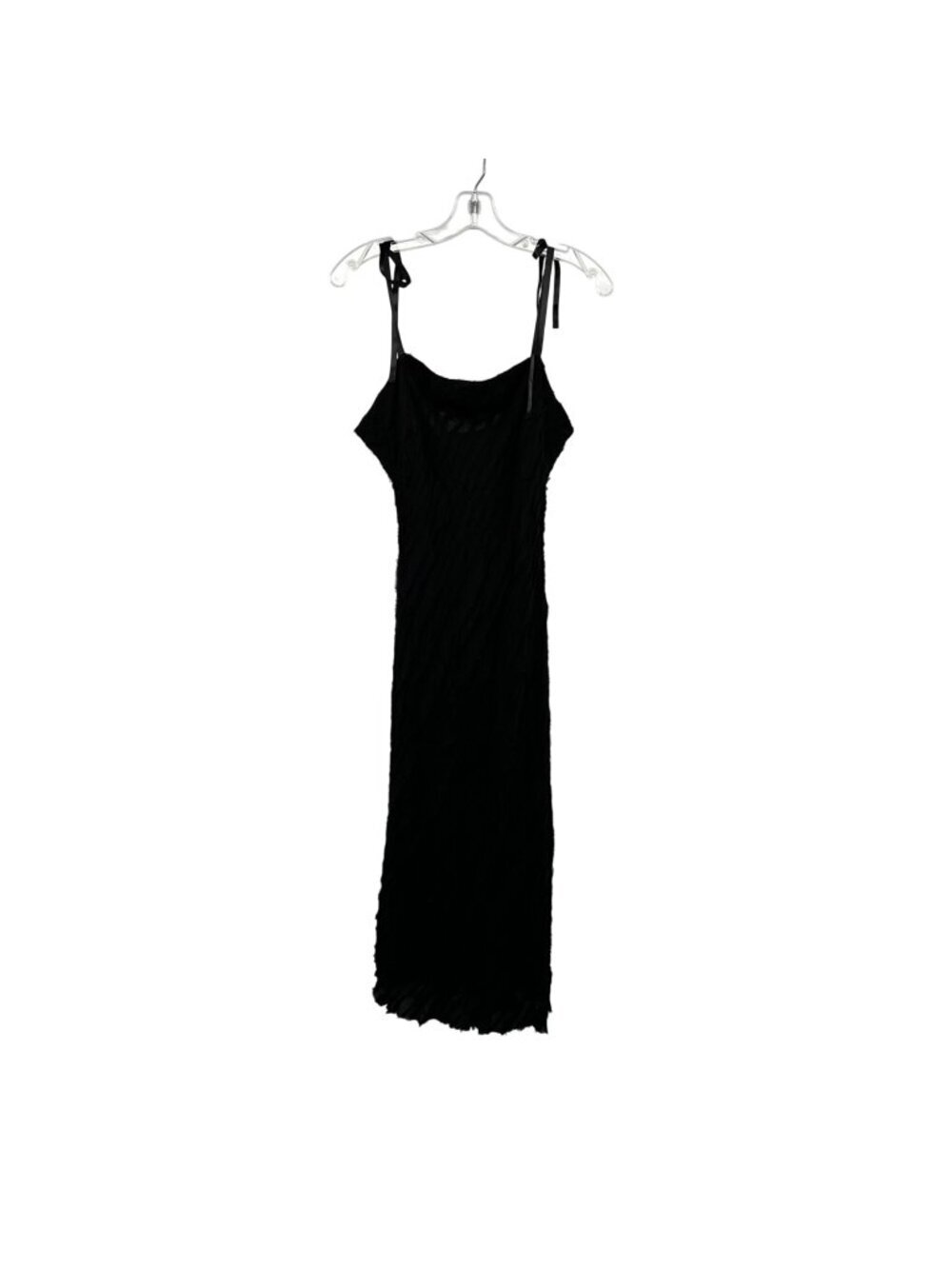 Anne Klein Black Midi Sheath Dress Tie Straps Textured Womens Size 12